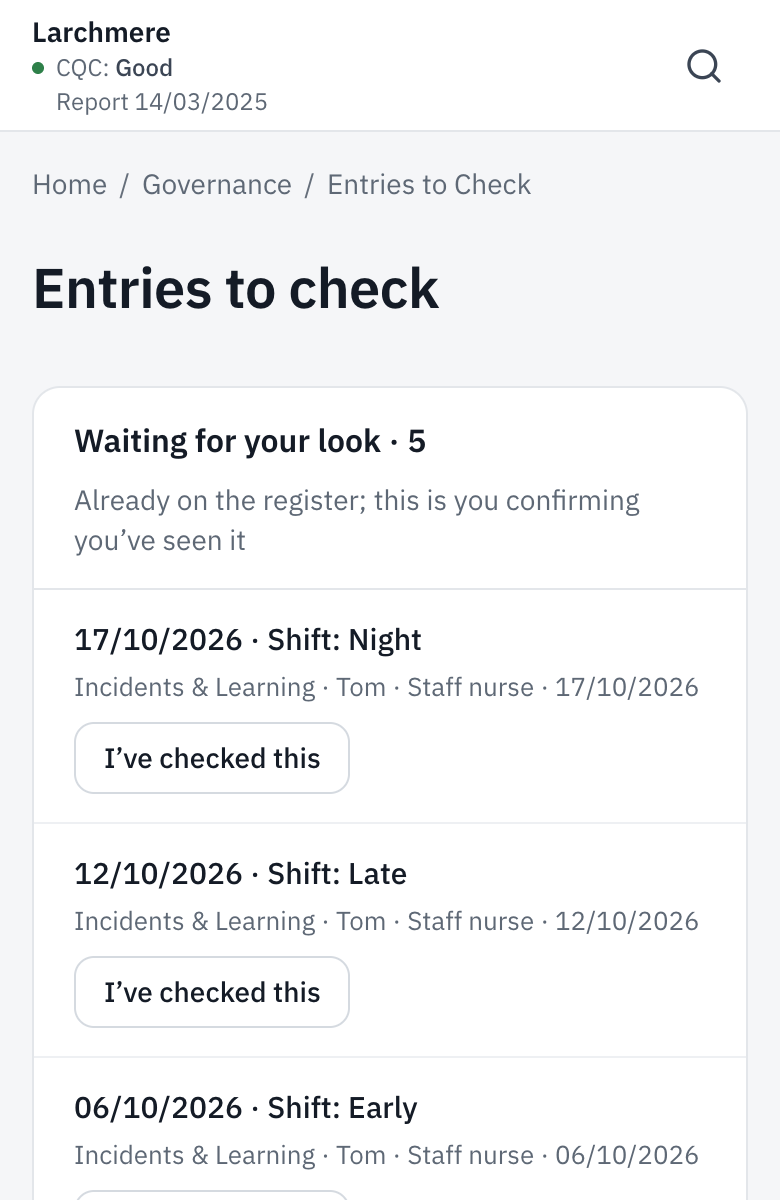 Entries to check, each with I’ve checked this.