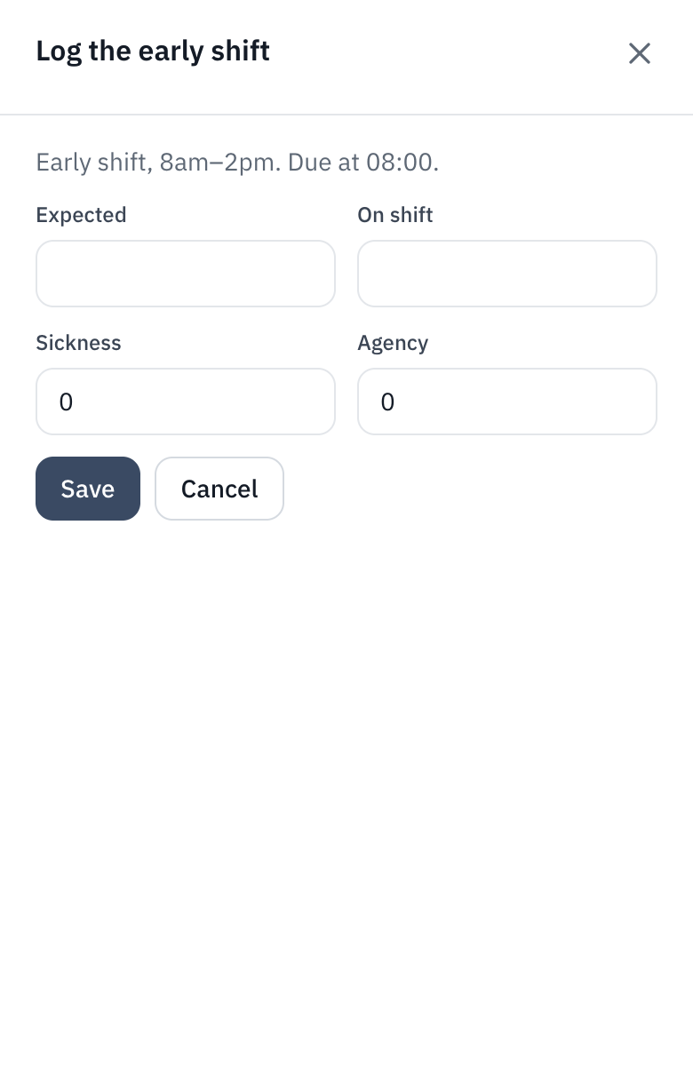 This shift on Today with the shift log open.
