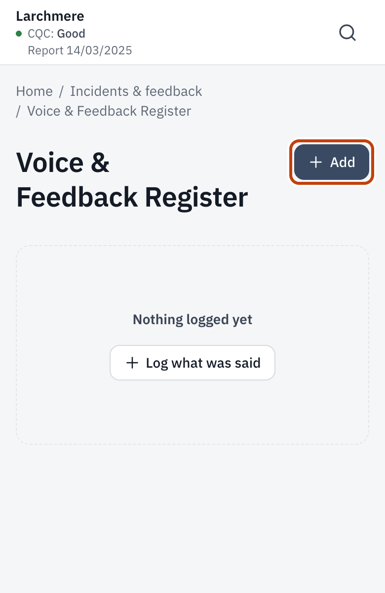 The Voice & Feedback Register, with Log what was said.