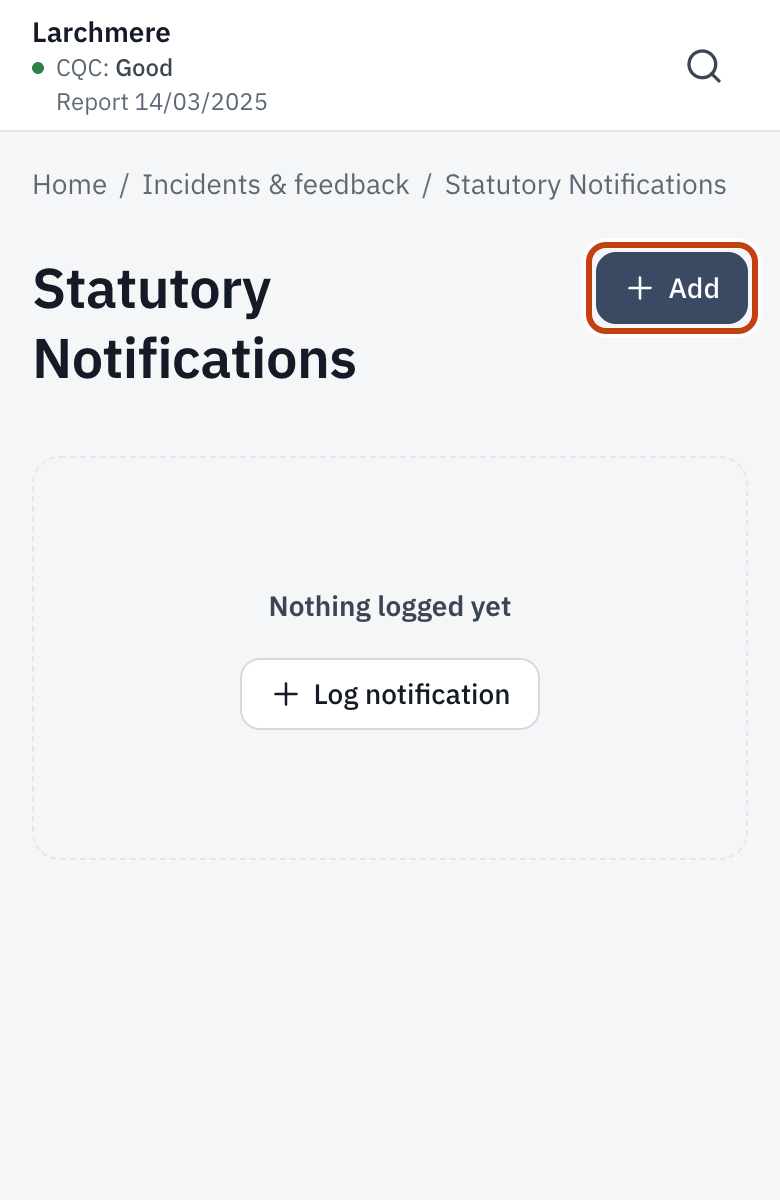 Statutory Notifications, with Log notification.