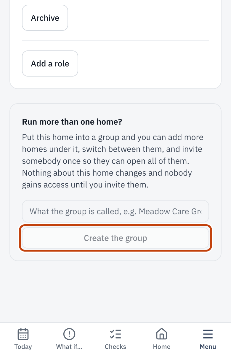 Run more than one home?, with Create the group.
