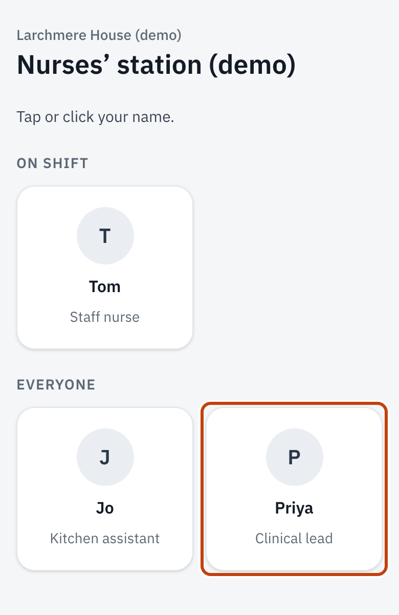 The names on a team screen. A locked person’s name says Locked.
