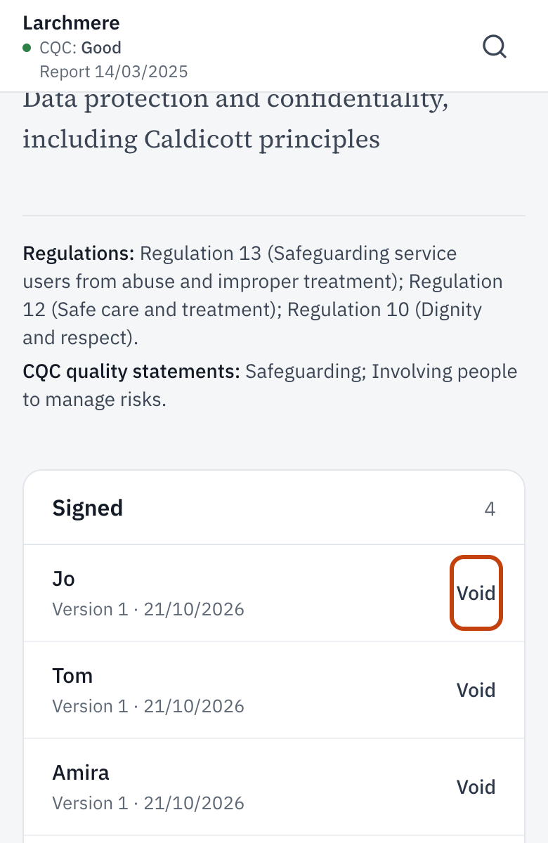 Signed, with Void beside each signature.